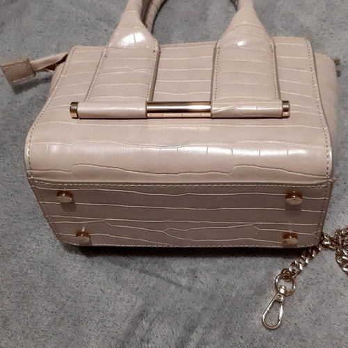 Zara beige handbag with animal print and long strap, new