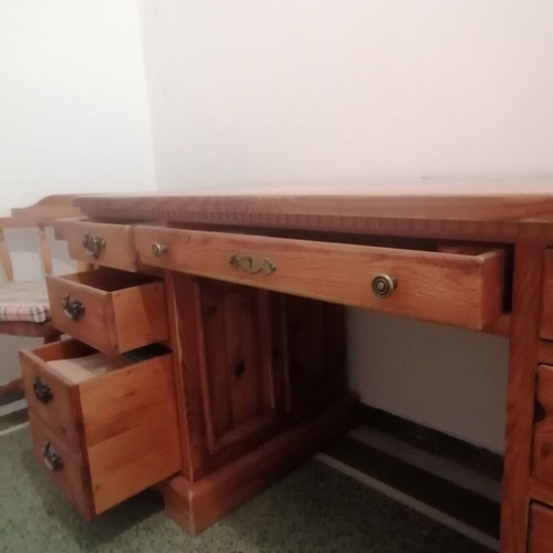 Solid Austrian Pine Desk used with two chairs