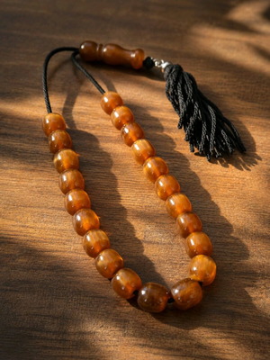 Worry beads with transparent honey-colored beads like new