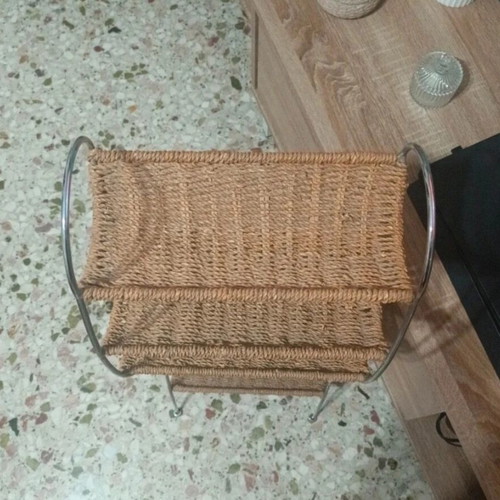 Vintage shelf unit used, metal and wicker