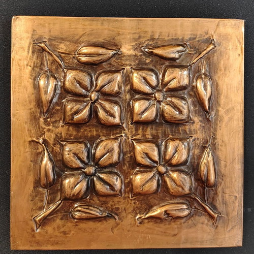 Chalcography frame handmade used, embossed 14x14 cm