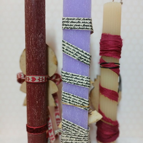 Easter candles new, set of 3 with Red Riding Hood, Mary Poppins, Love
