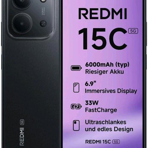 Redmi 15C smartphone like new with screen protector and pink case