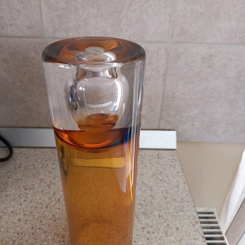 Krosno vase and used honey-colored vase-candleholder