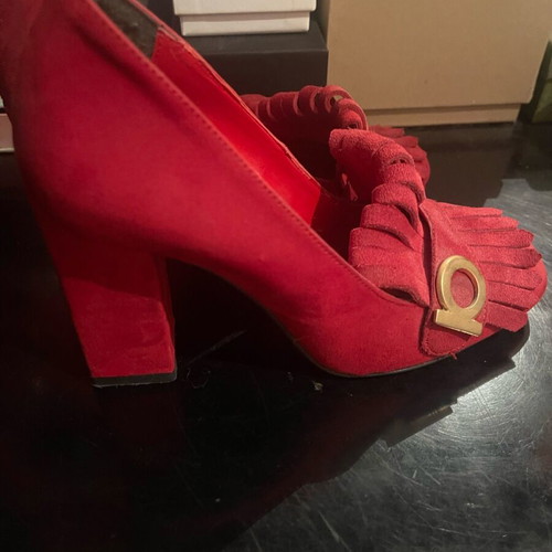 Sande suede shoes used, red, size 36, pumps with 8cm heel