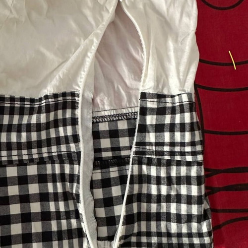 Closer Fashion blouse used, white with checkered belt, size L