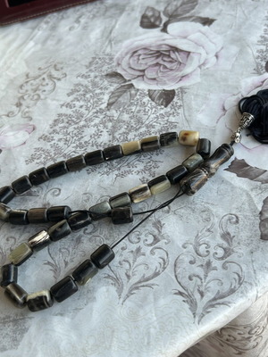 Komboloi from ox horn used, 33 beads 12x8mm