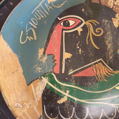 Painting by Giorgos Siountas on ceramic plate like new