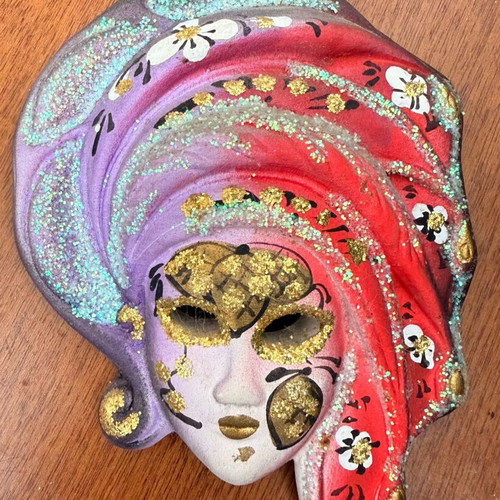 Venetian masks pack of 5 used, handmade gypsum 10cm each