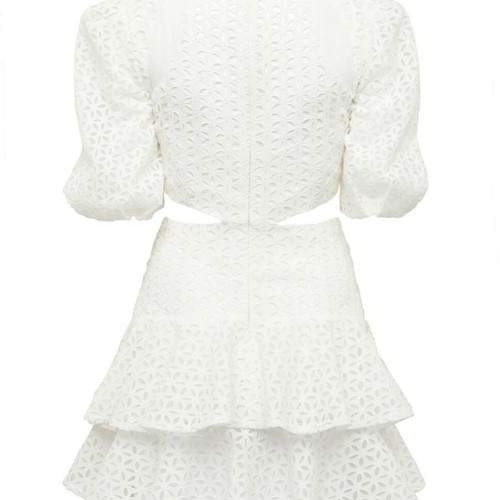White Broderie Anglaise dress with cut-outs, Thurley style