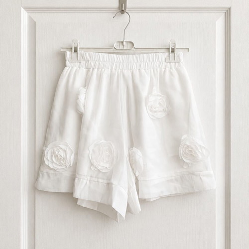 Azara Paris Organza Co-Ord Set with 3D Flowers white, new