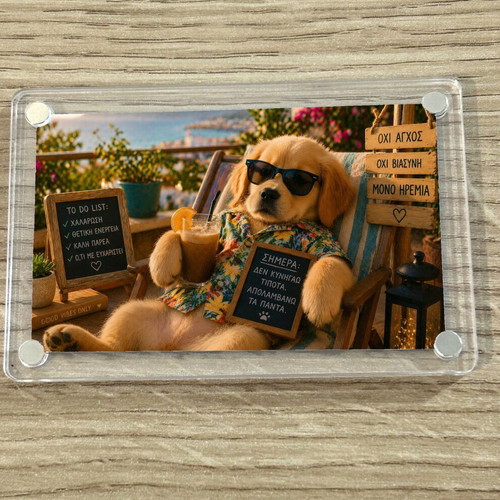 Acrylic fridge magnet "No stress, only calm" Summer Dog new