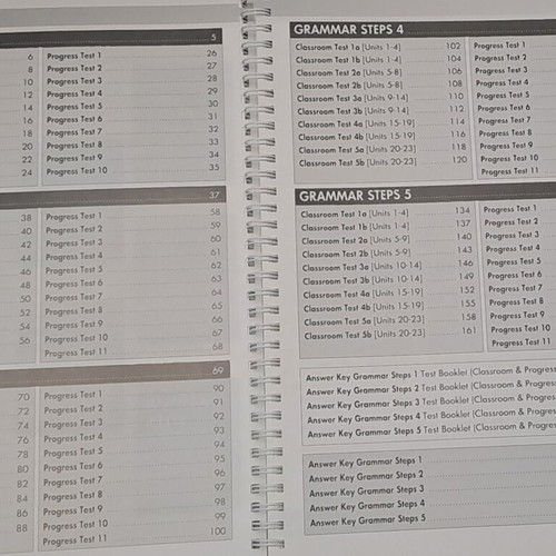 Answer Key & Tests booklet for Grammar Steps Books 1-5