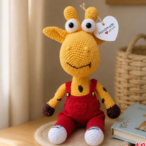 Handmade giraffe made of hypoallergenic cotton yarn
