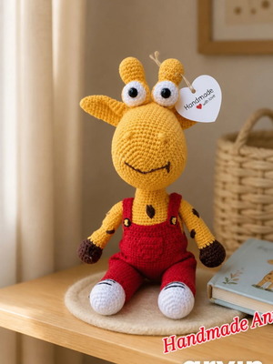 Handmade giraffe made of hypoallergenic cotton yarn