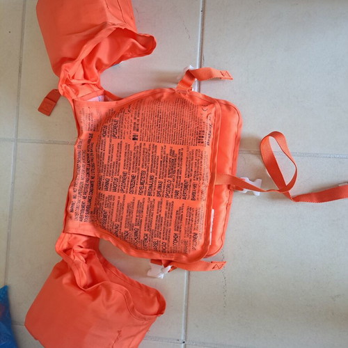 Bestway Swim Safe children's life jacket with arm floats, orange shark design
