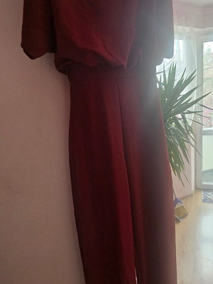 Jumpsuit new, stylish, burgundy, elastic fabric, size S