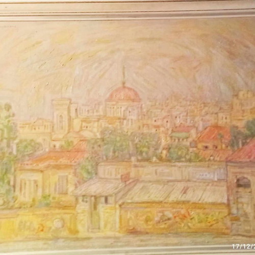 Oil painting on canvas Nikos Koukakis used with vintage frame