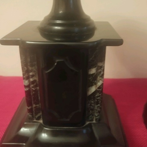Marble table clock used with two bases collectible