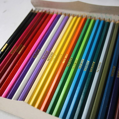 Vintage 80's 24x Anson large colored pencils new, Taiwan
