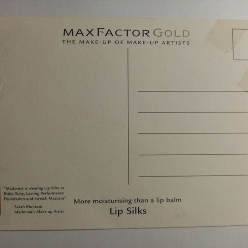Max Factor Gold Collectible Madonna Card used