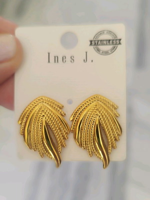 Inej J. earrings gold color, new stainless steel
