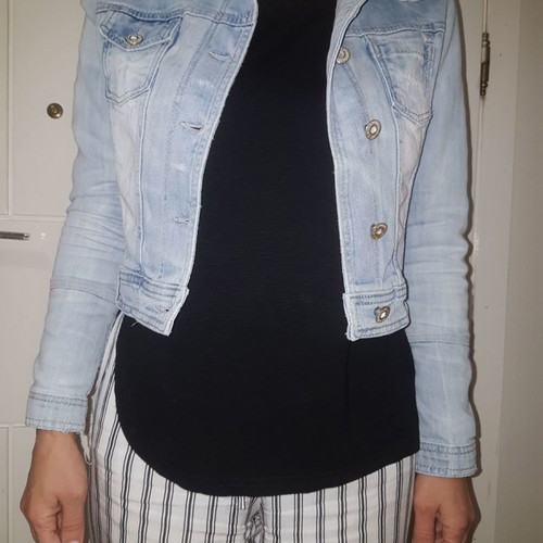 Denim jacket used crop blue, size S
