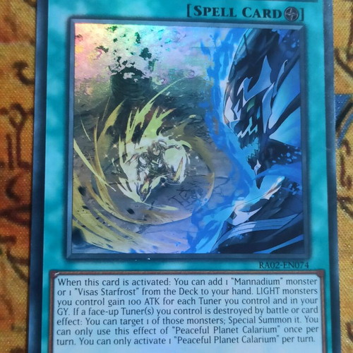 Peaceful Planet Calarium Yu-Gi-Oh! card like new from RA02 collection