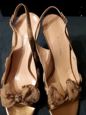 Ψηλοτάκουνες γόβες slingback με κορδέλα σιφόν, νούμερο 37.5