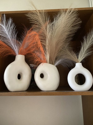 Donut vases set of 3 new, ceramic with pampas grass decor