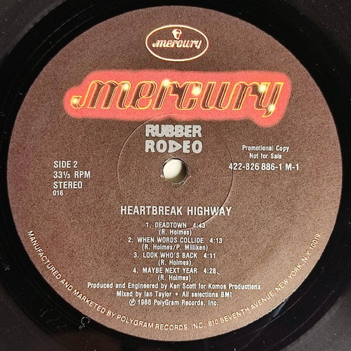 Rubber Rodeo Heartbreak Highway vinyl like new, country