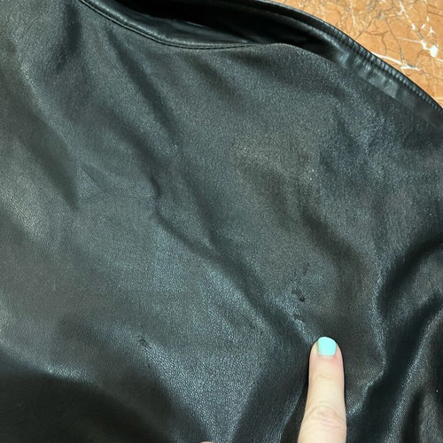 H&M leather blouse used, size M-L, black with wear