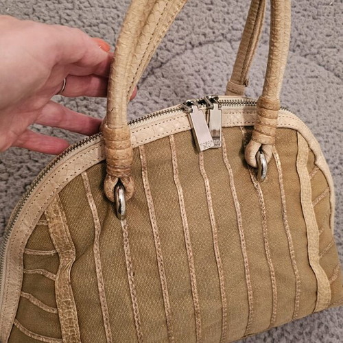 Tosca Blu handbag used, leather and fabric, beige