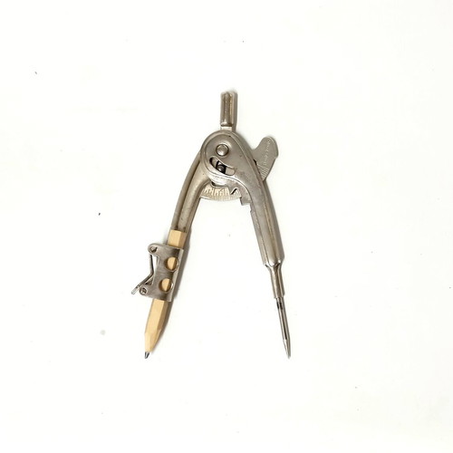 Vintage Metal Drawing Compass used, 1980s design from Hong Kong