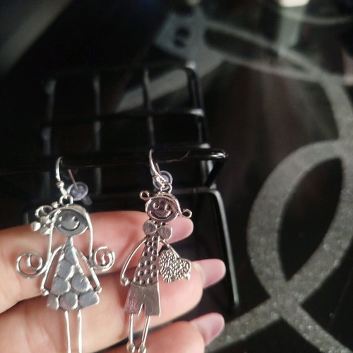 Retro Peg Accessories dangling earrings new, silver