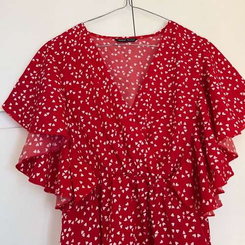 Red short dress with hearts like new Shein