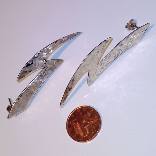 Silver handmade lightning bolt earrings like new