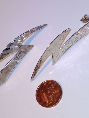 Silver handmade lightning bolt earrings like new