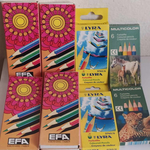 Colored pencils new, pack of 11 boxes with 6 pencils each