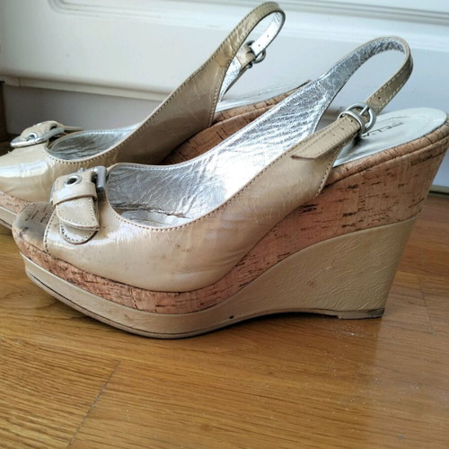 Beige platform shoes used, size 38