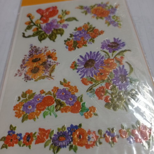 Embossed flower stickers used, 1 sheet