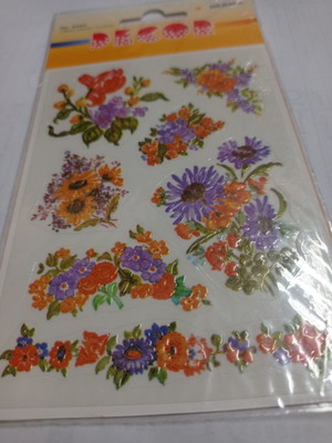Embossed flower stickers used, 1 sheet