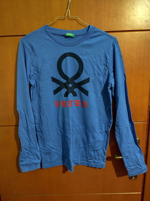 Benetton long-sleeve blouse like new, blue, size S