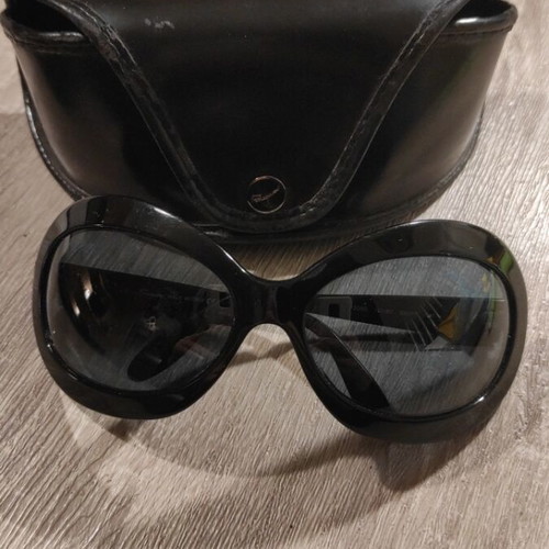 Salvatore Ferragamo sunglasses used, black with case