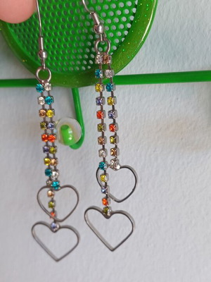 Dangling Earrings with Multicolor Crystals like new