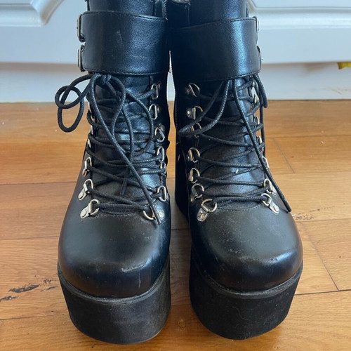 Platform ankle boots size 38 black used leather