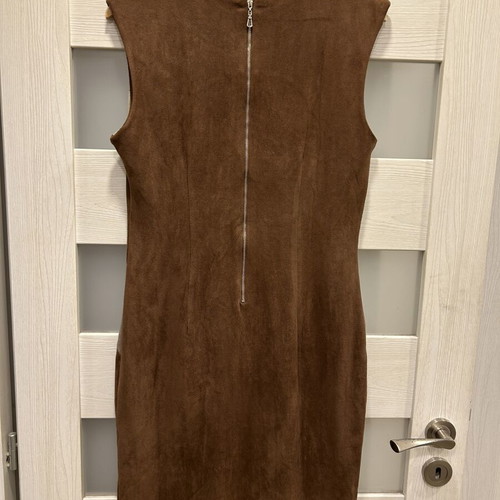 Sweet Miss suede dress with geometric patchwork design, like new, size L