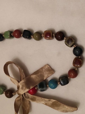 Necklace with ceramic beads used, handmade from the 80s