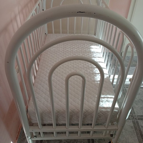 Children's iron bed with coconut mattress used