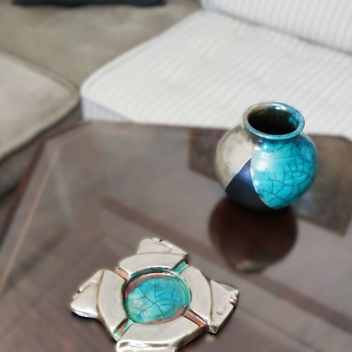 Raku Ceramic Set by Spyros Arvanitis new with certificate